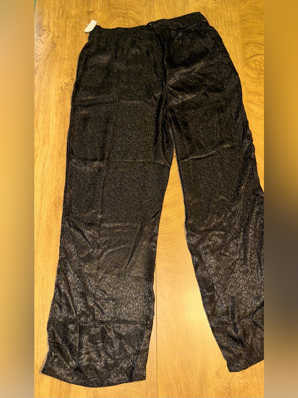 VENUS Black Jacquard Wide Leg Pants